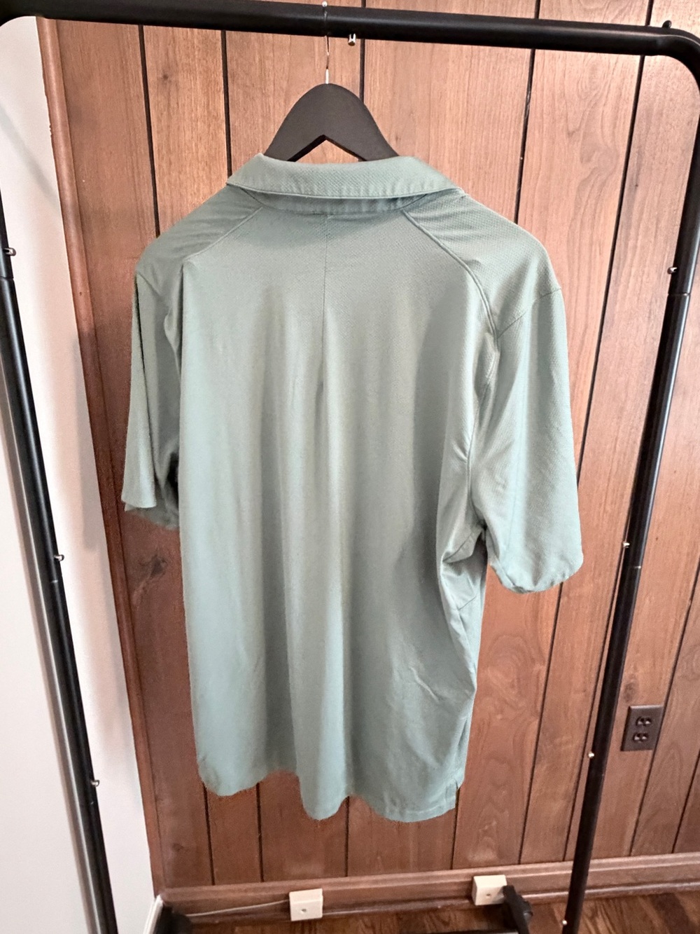 Lululemon Logo Sport Polo Shirt Large Green Snap Front Golf Performance Stretch - Picture 2 of 4